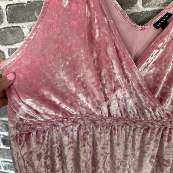 Torrid Velvet Surplice Babydoll Tank top shirt pink - Picture 5 of 12